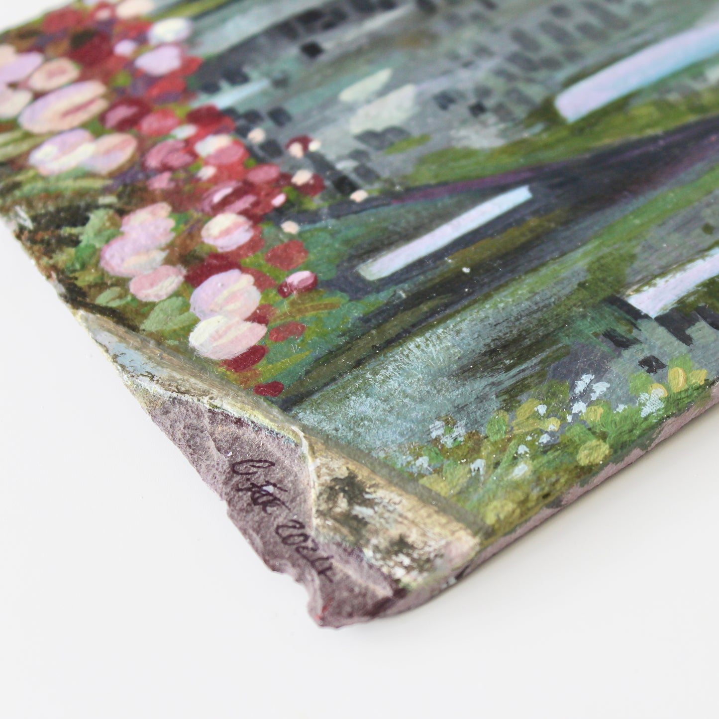 Neath Castle Original Painting – Hand-Painted Acrylic Art on natural Welsh Slate