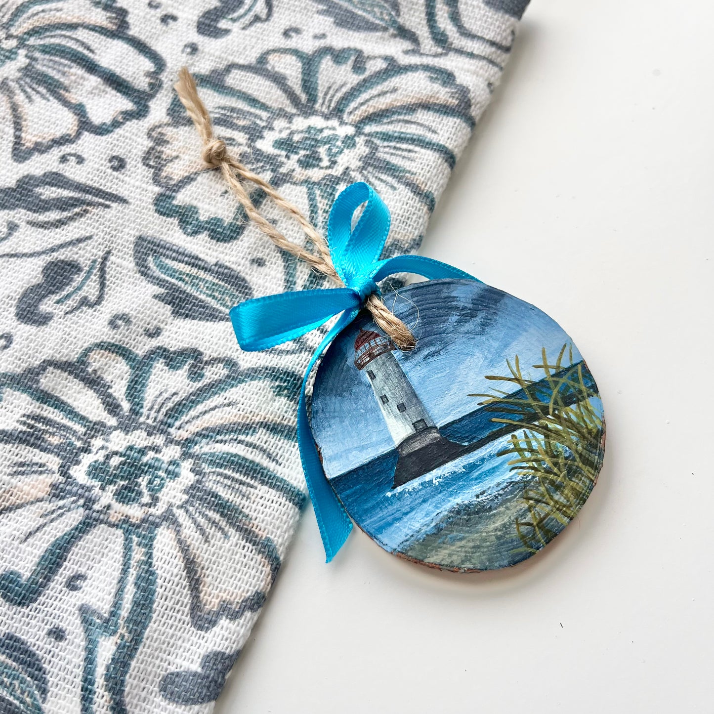 Talacre Beach Lighthouse, North Wales. Hand painted wooden ornament.