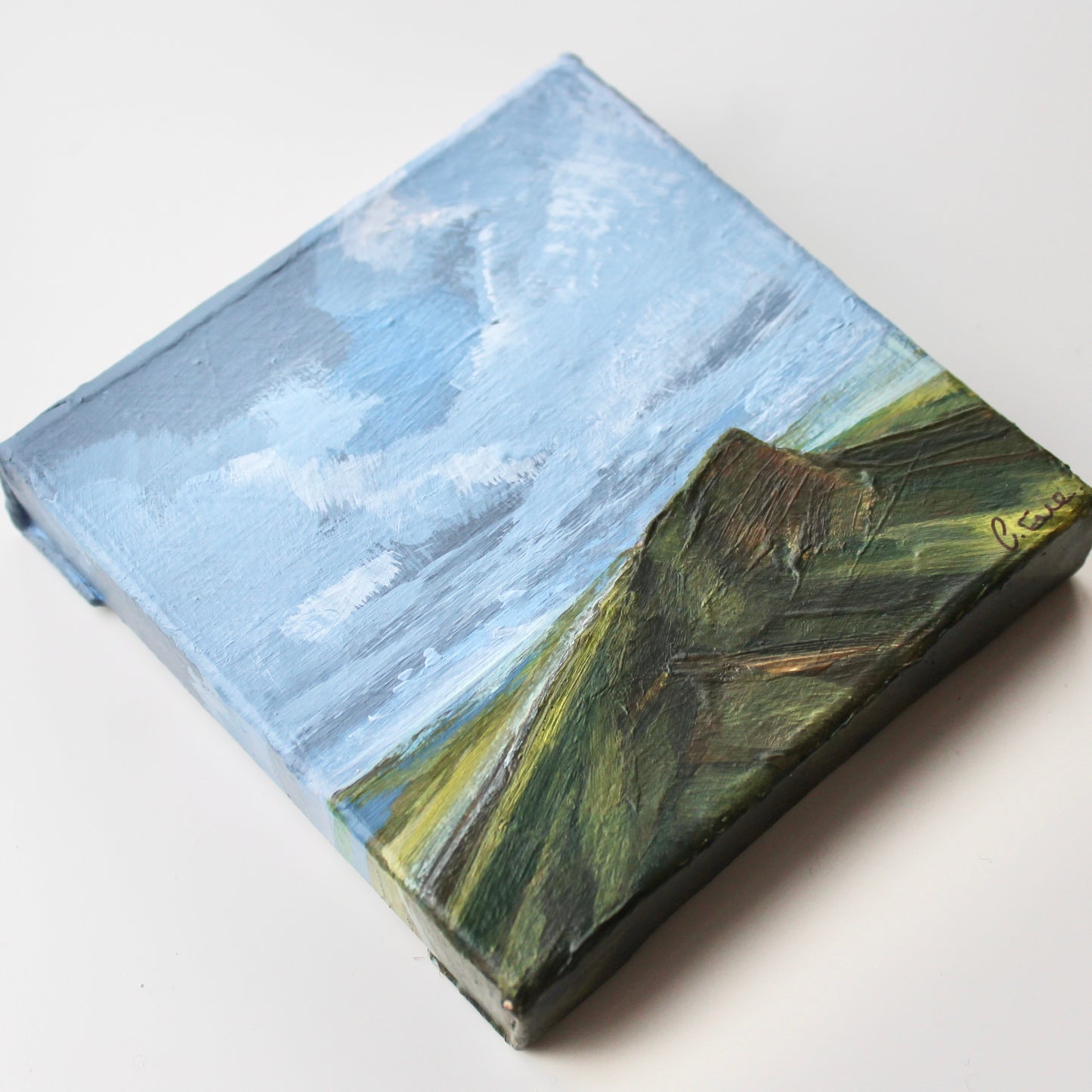 Original Acrylic Landscape. Llyn y Fan Fach & Picws Du, Black Mountain, 4x4 inch Canvas