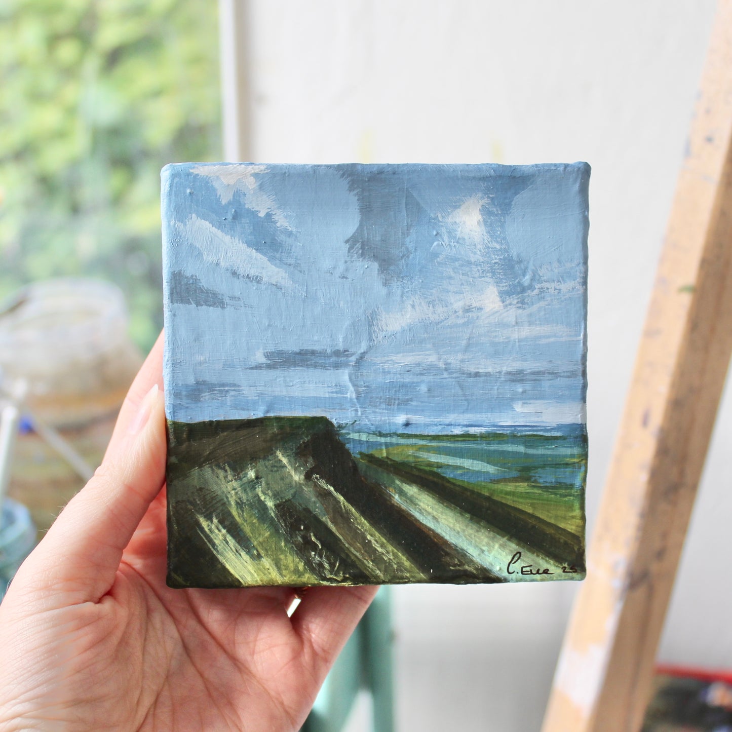 Llyn y Fan Fach & Picws Du, Black Mountain . Original Acrylic Painting on 4x4 inch Canvas