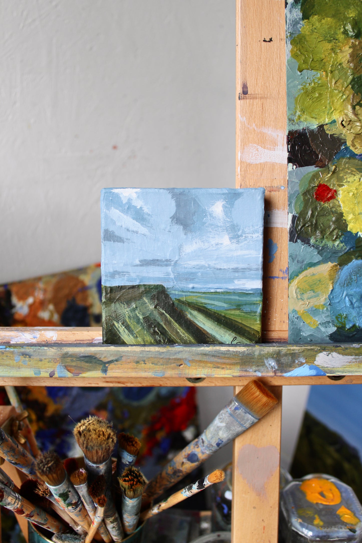 Llyn y Fan Fach & Picws Du, Black Mountain . Original Acrylic Painting on 4x4 inch Canvas