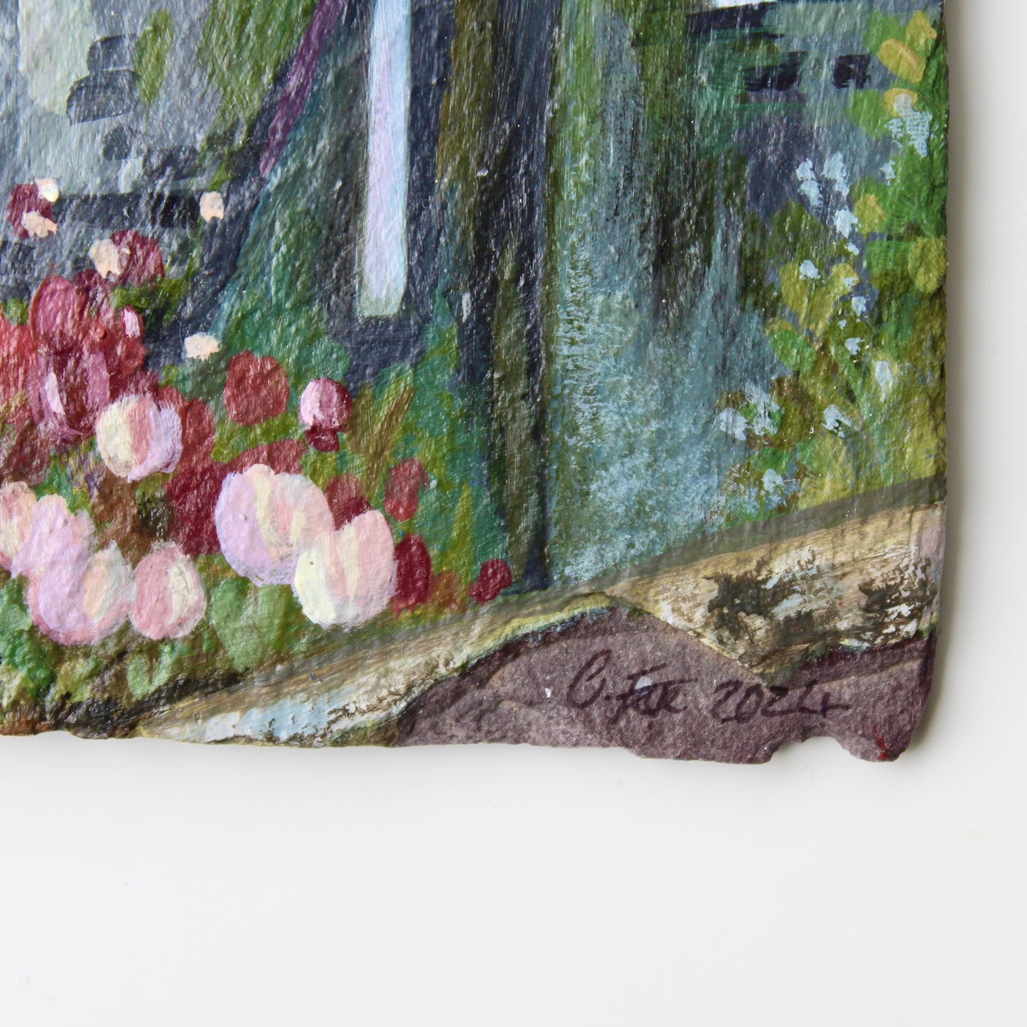 Neath Castle Original Painting – Hand-Painted Acrylic Art on natural Welsh Slate
