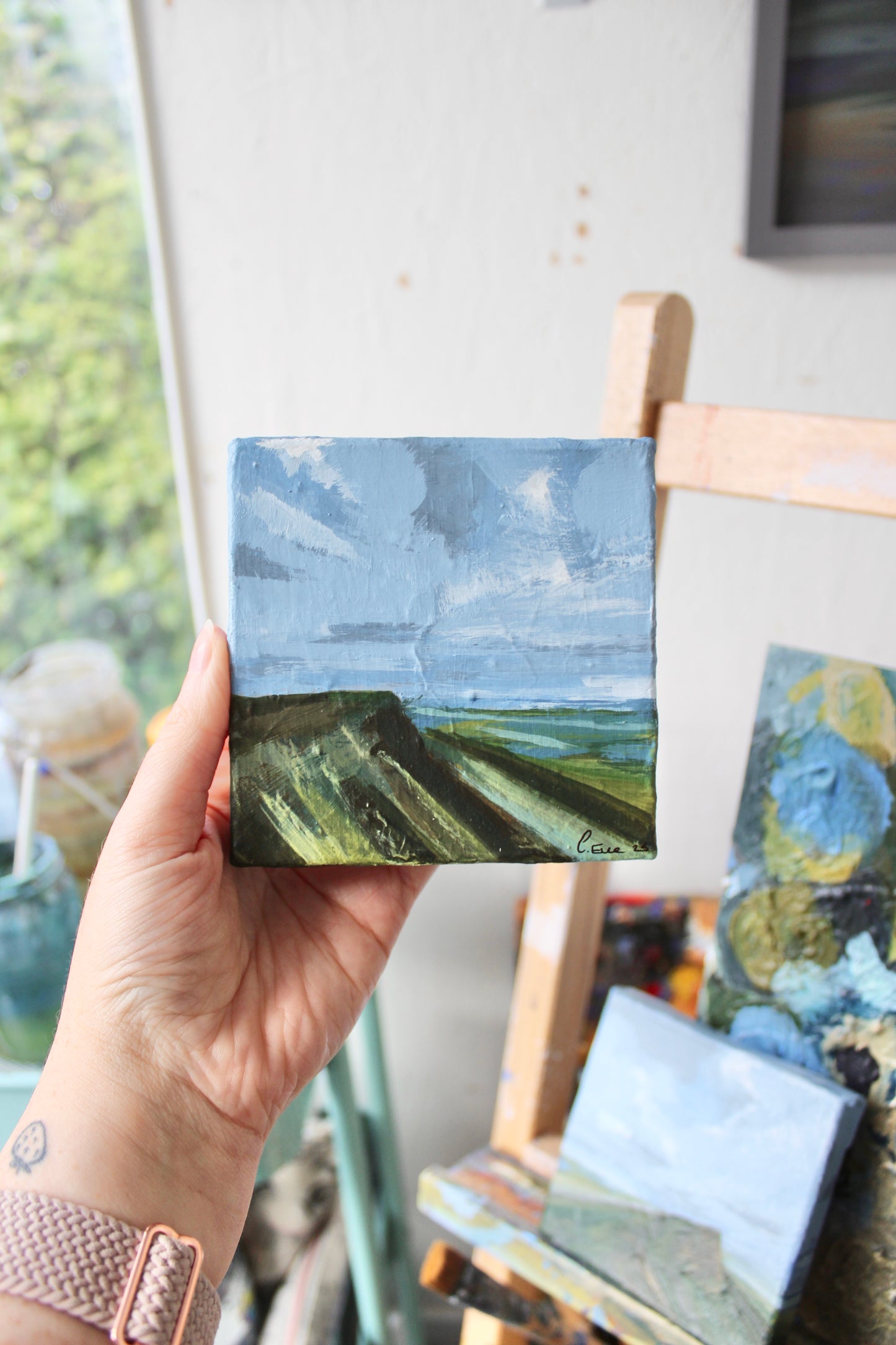 Llyn y Fan Fach & Picws Du, Black Mountain . Original Acrylic Painting on 4x4 inch Canvas