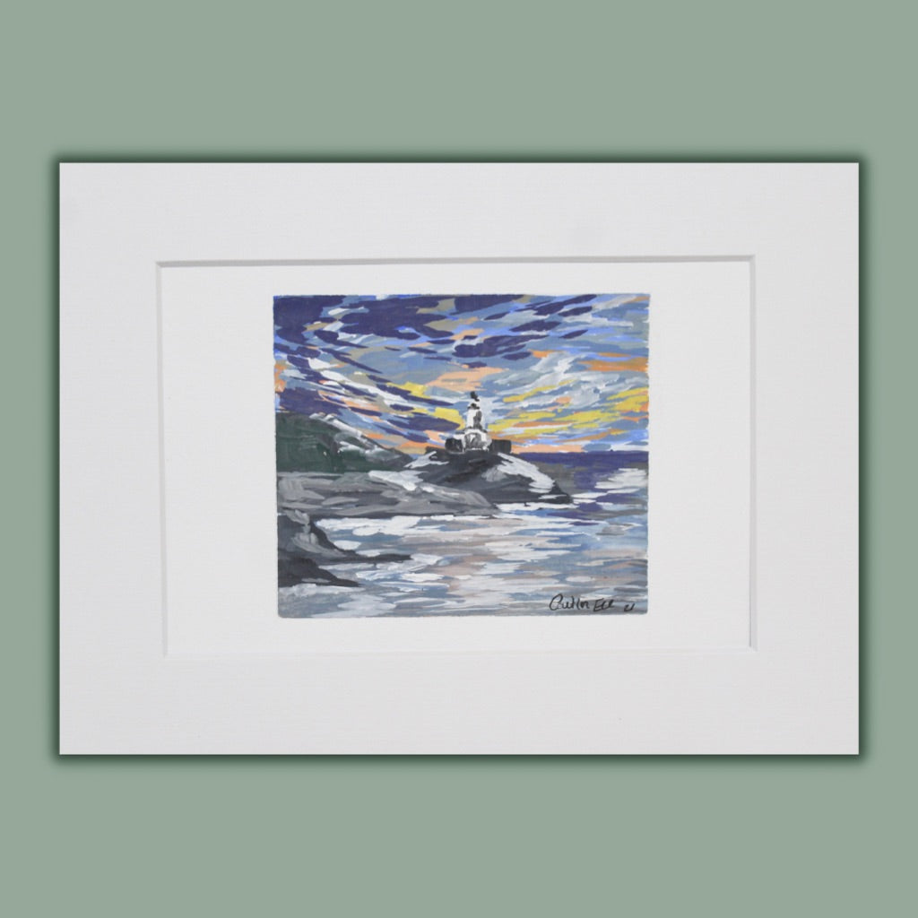 Mumbles lighthouse Bracelet Bay, original Swansea artwork.