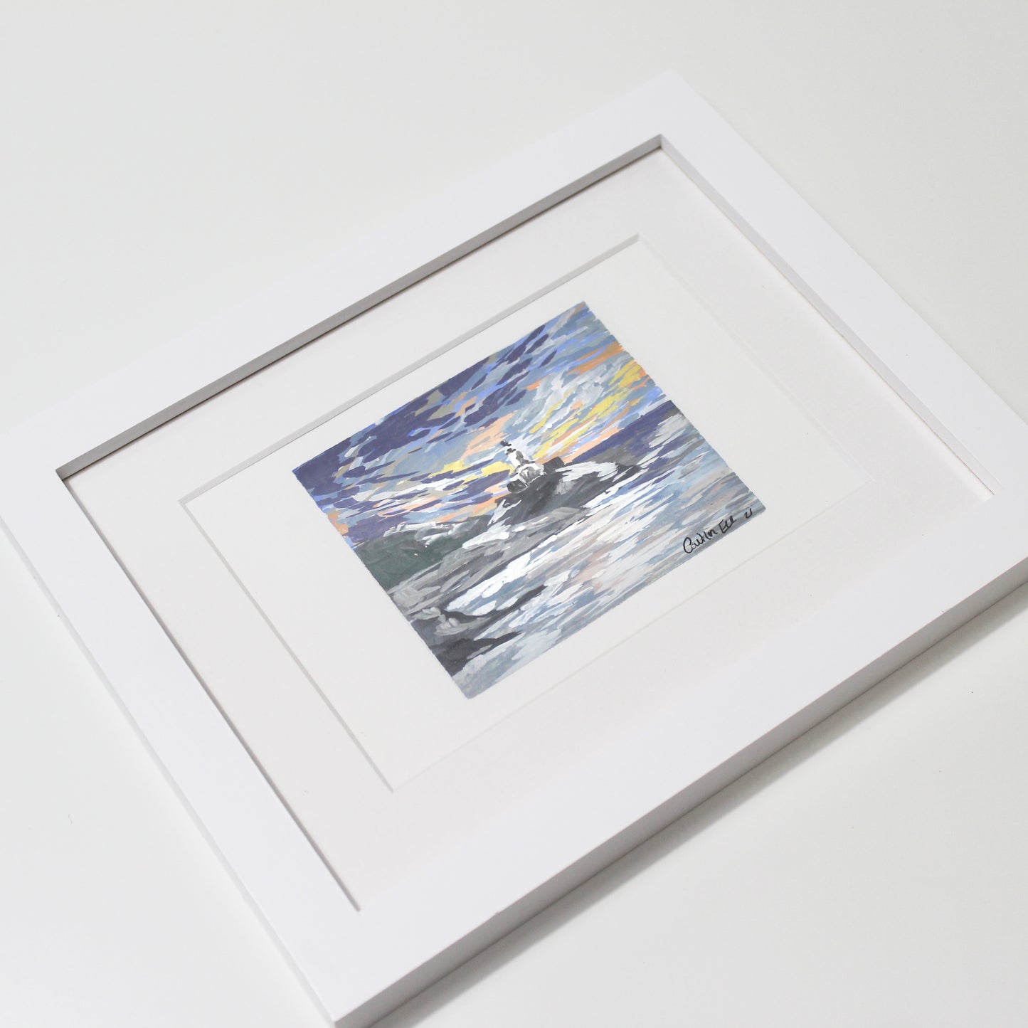 Mumbles lighthouse Bracelet Bay, original Swansea artwork.