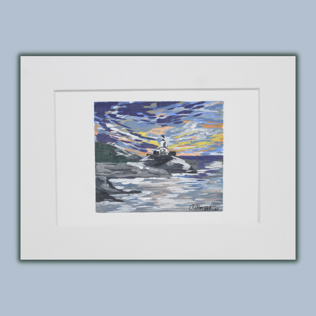 Mumbles lighthouse Bracelet Bay, original Swansea artwork.
