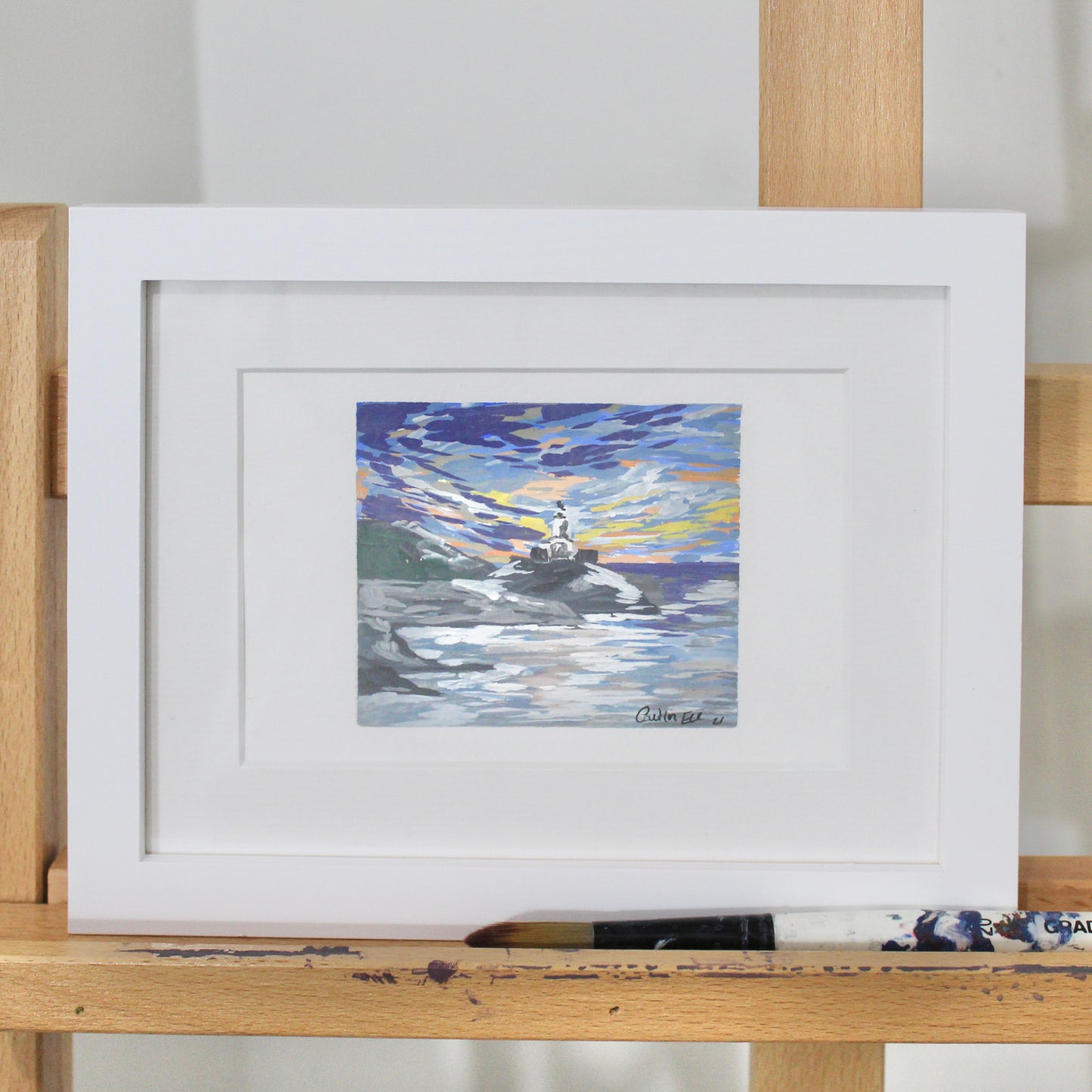 Mumbles lighthouse Bracelet Bay, original Swansea artwork.