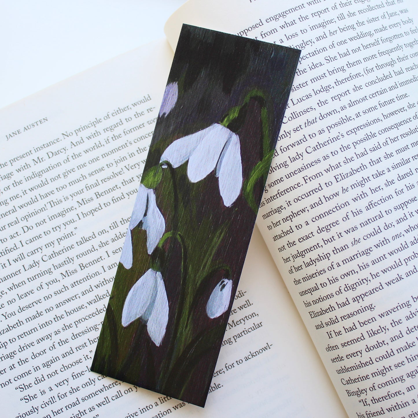 Snowdrop Flower Art Print Bookmark by Welsh Artist