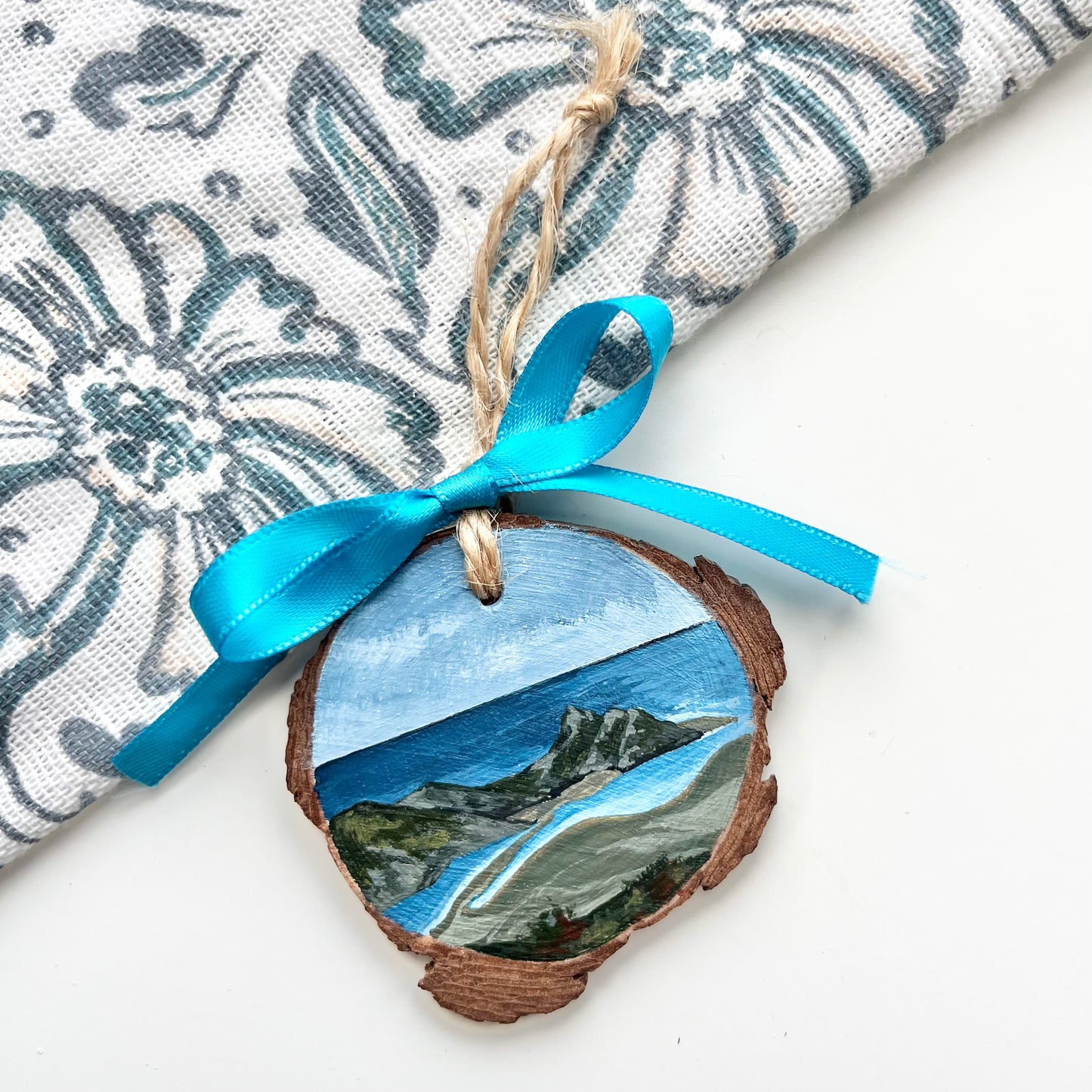 Three Cliffs Bay, Gower. Hand-Painted Wood Slice