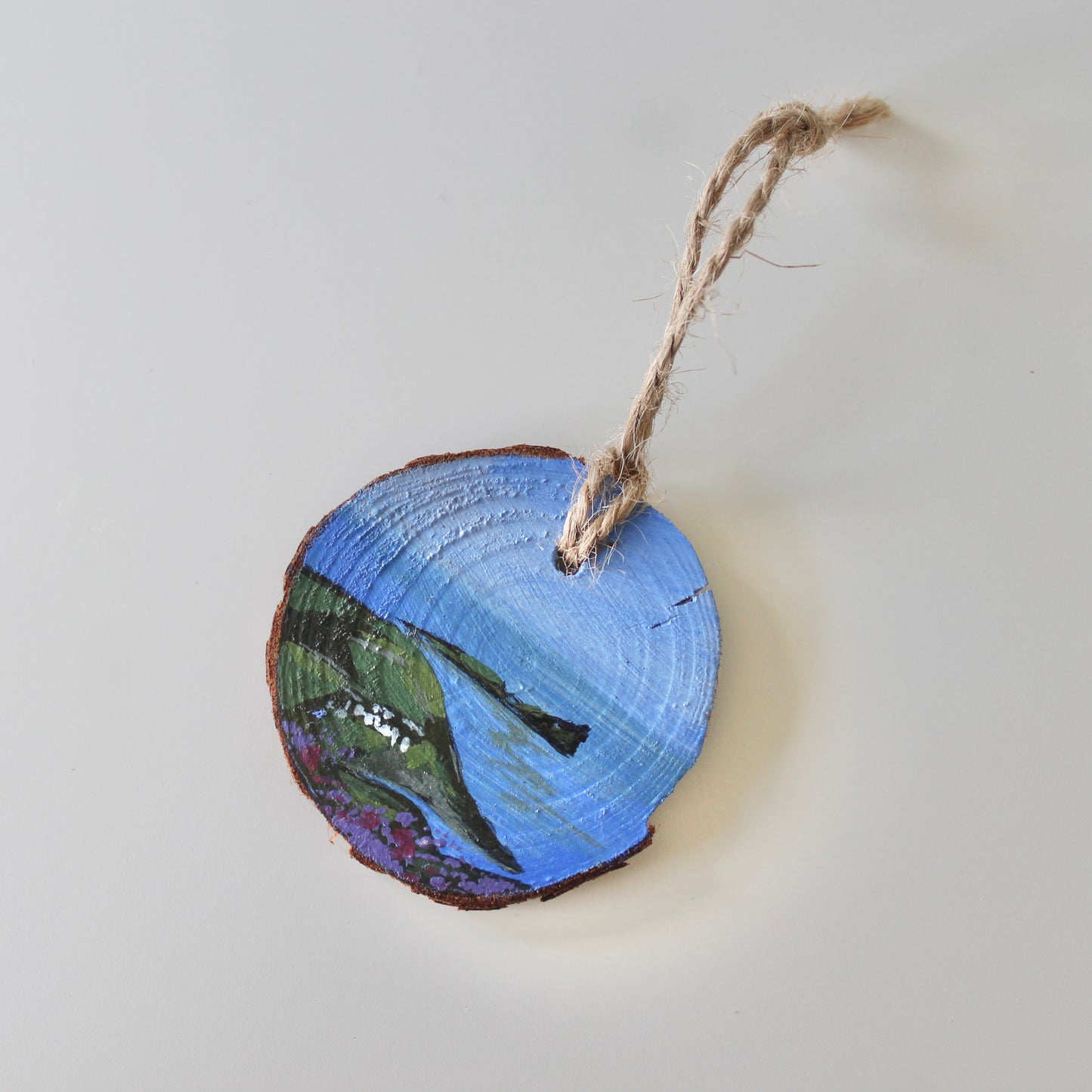 Worms Head Hand-Painted on Wood Slice, Tower Swansea Coastal Art, Unique Welsh Gift