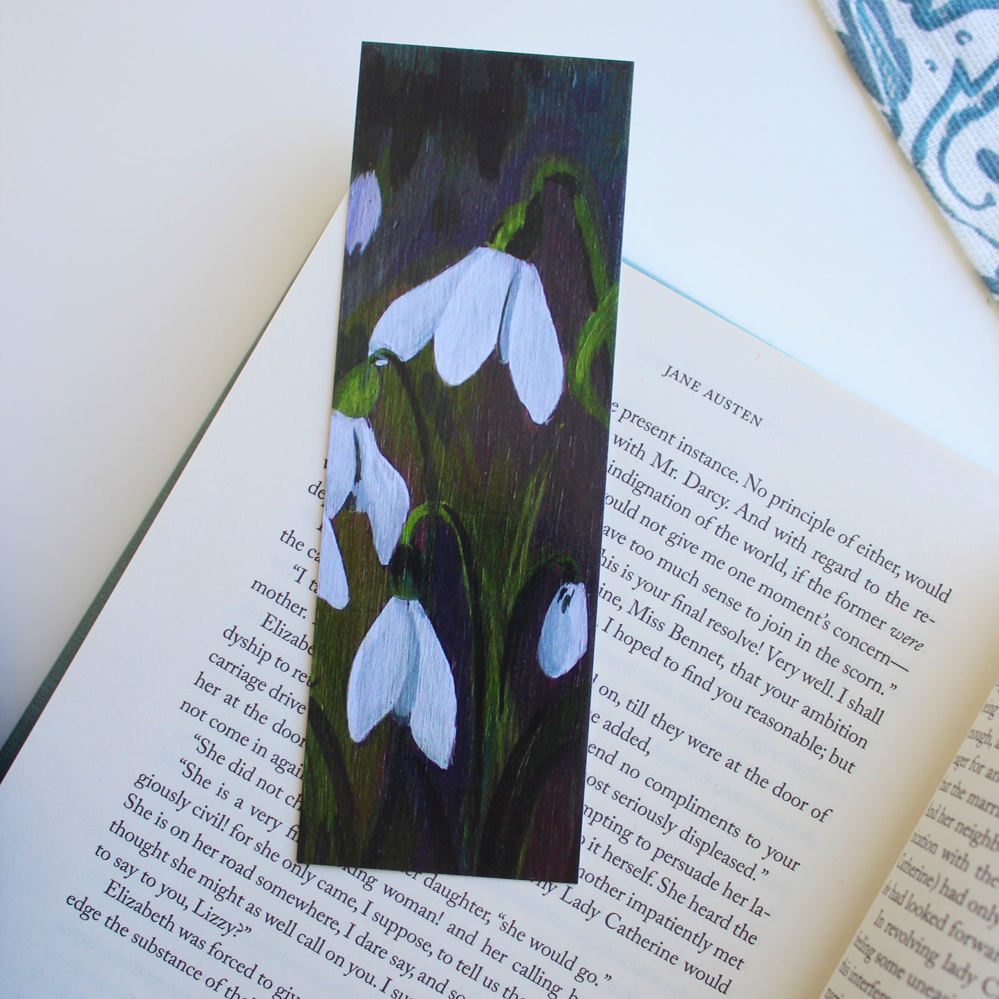 Snowdrop Flower Art Print Bookmark by Welsh Artist