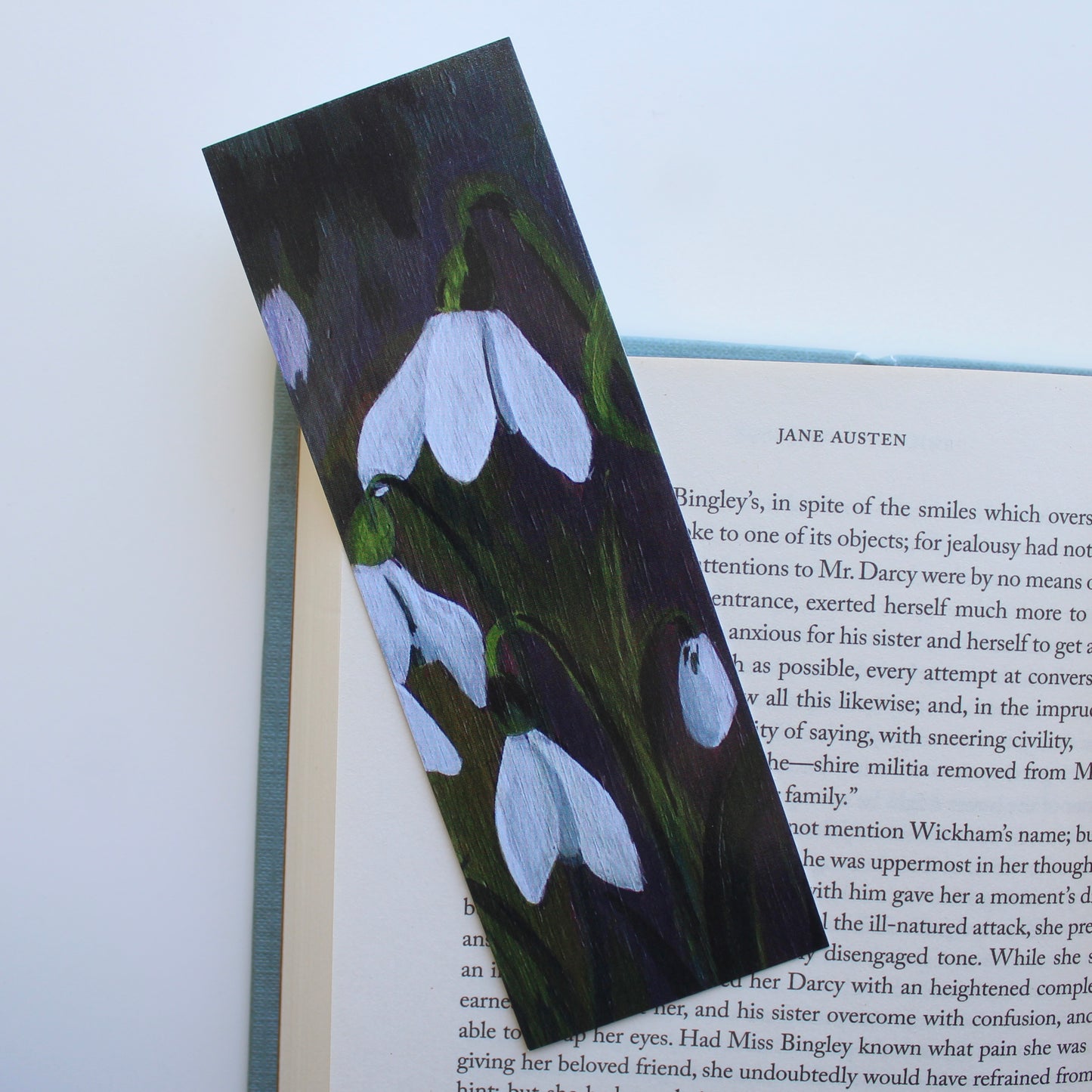 Snowdrop Flower Art Print Bookmark by Welsh Artist