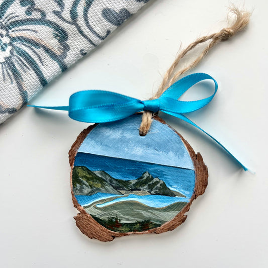 Three Cliffs Bay, Gower. Hand-Painted Wood Slice
