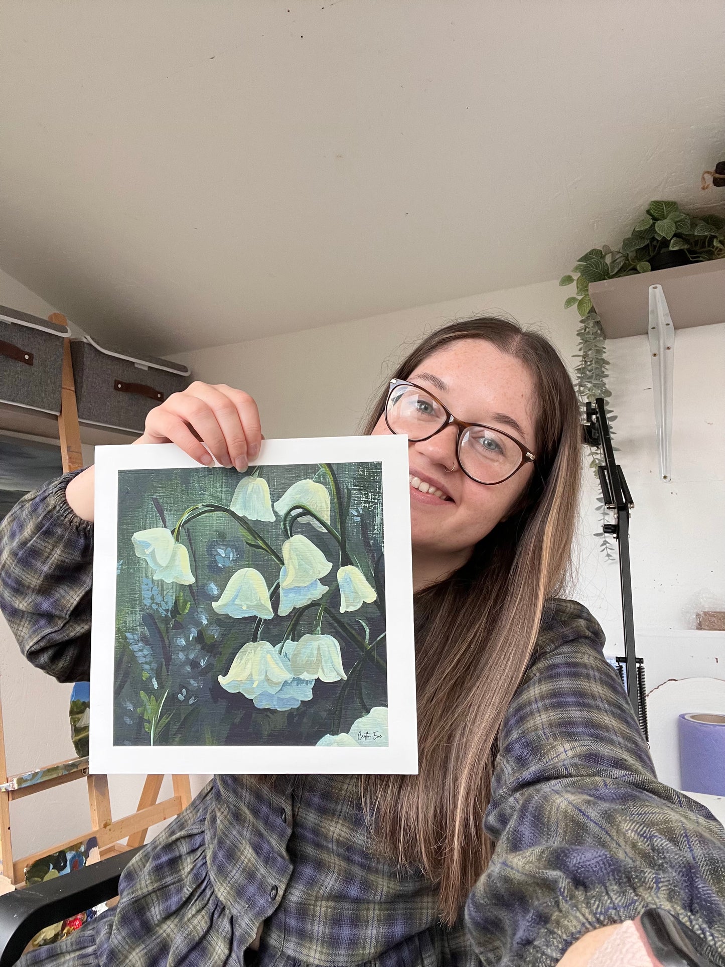 Lily of the Valley Field – Welsh Fine Art Print, Floral Wall Art, 25x25cm Botanical Print from Original Acrylic Painting