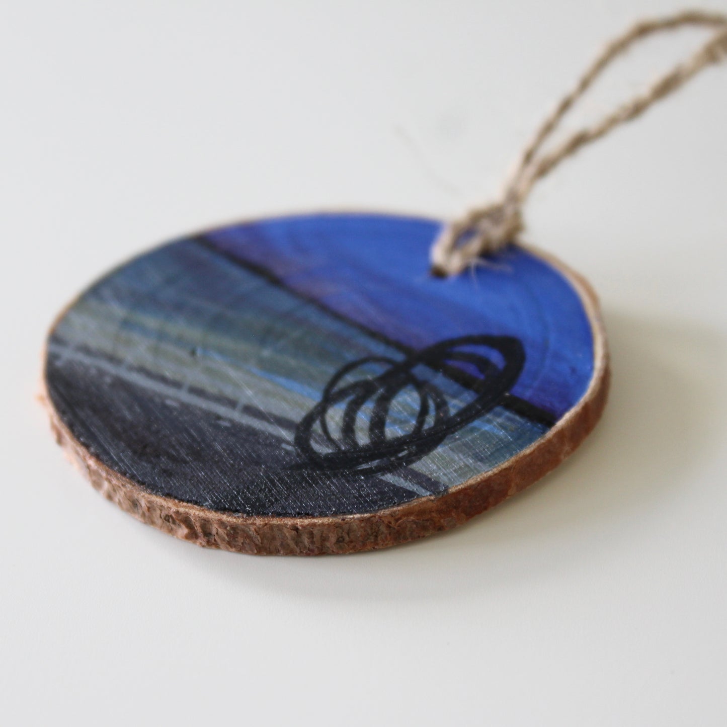 Port Talbot's Aberavon Beach and Kite Sculpture, Hand-Painted Wood Slice Art, Unique Welsh Coastal Gift