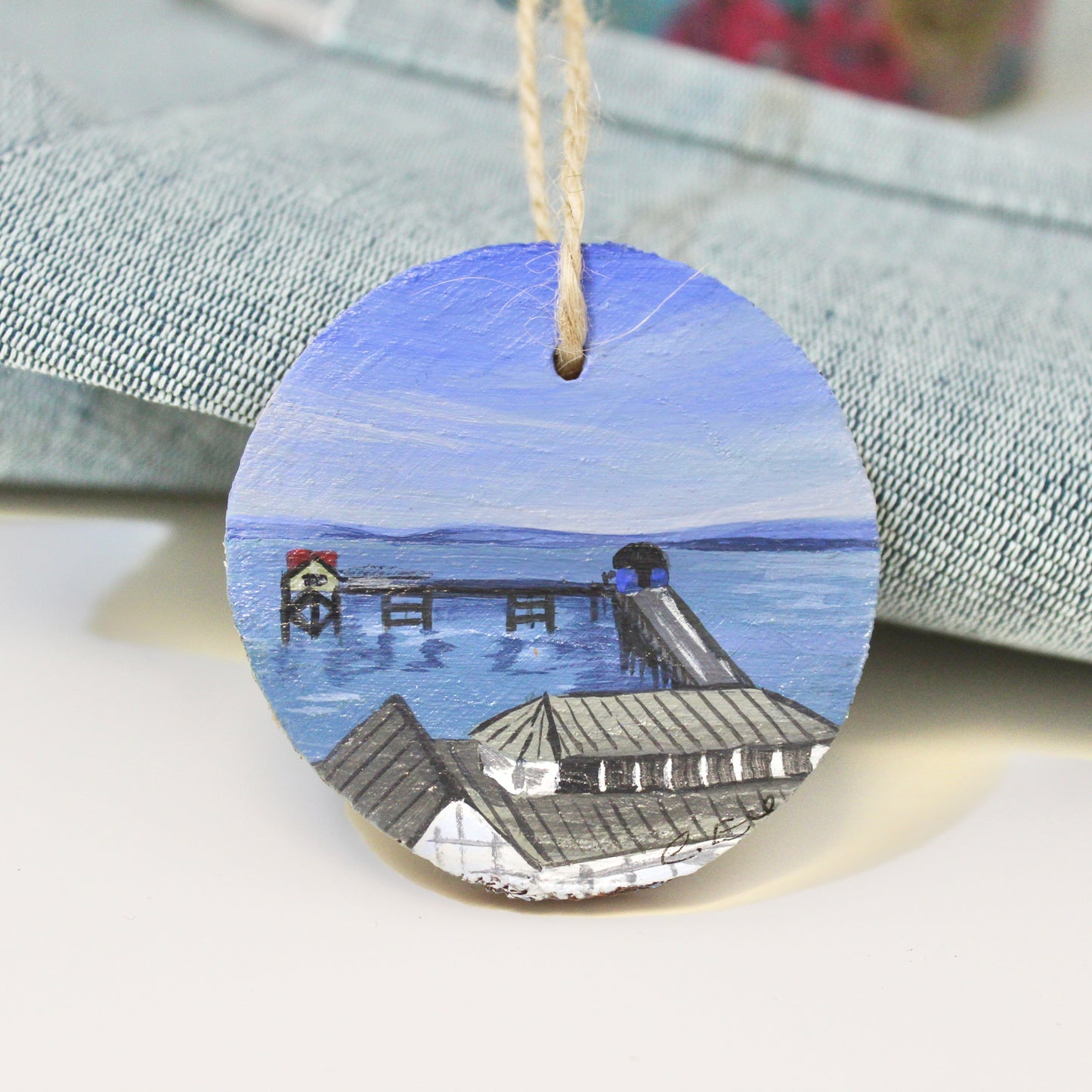 Mumbles Pier and Lifeguard Station gift. Original hand-painted decoration.