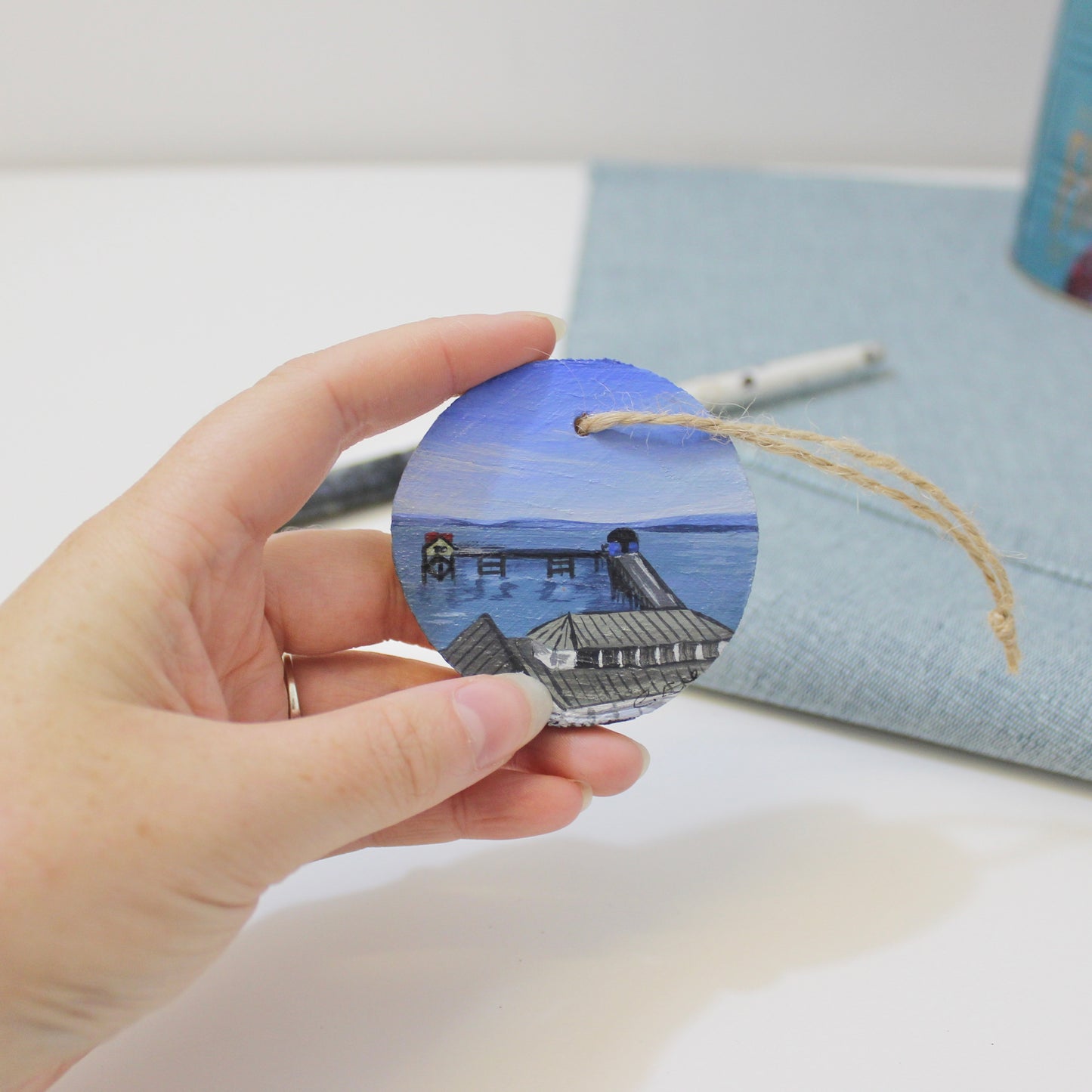 Mumbles Pier and Lifeguard Station gift. Original hand-painted decoration.