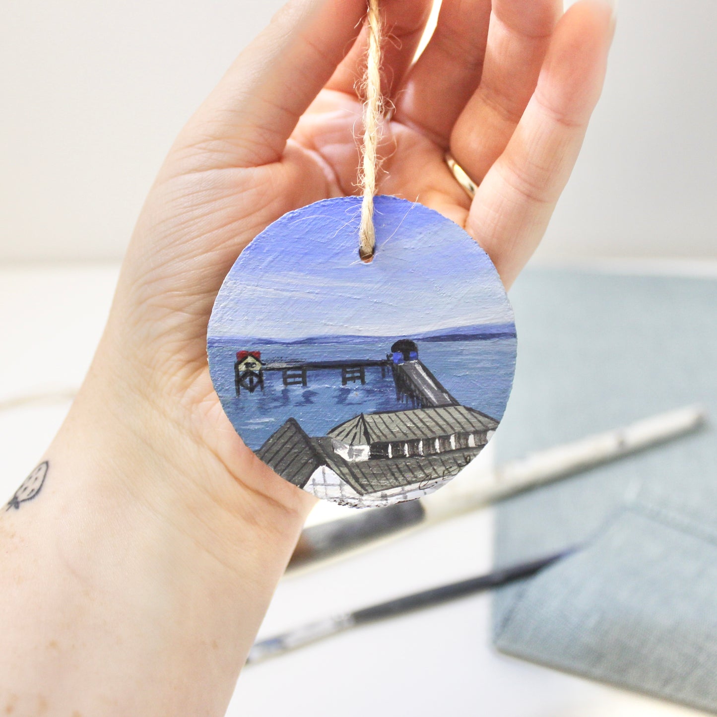 Mumbles Pier and Lifeguard Station gift. Original hand-painted decoration.