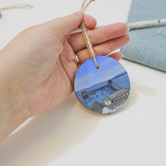 Mumbles Pier and Lifeguard Station gift. Original hand-painted decoration.