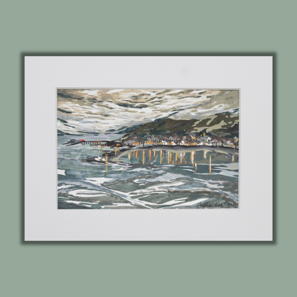 Mumbles at sunset framed original Swansea painting.