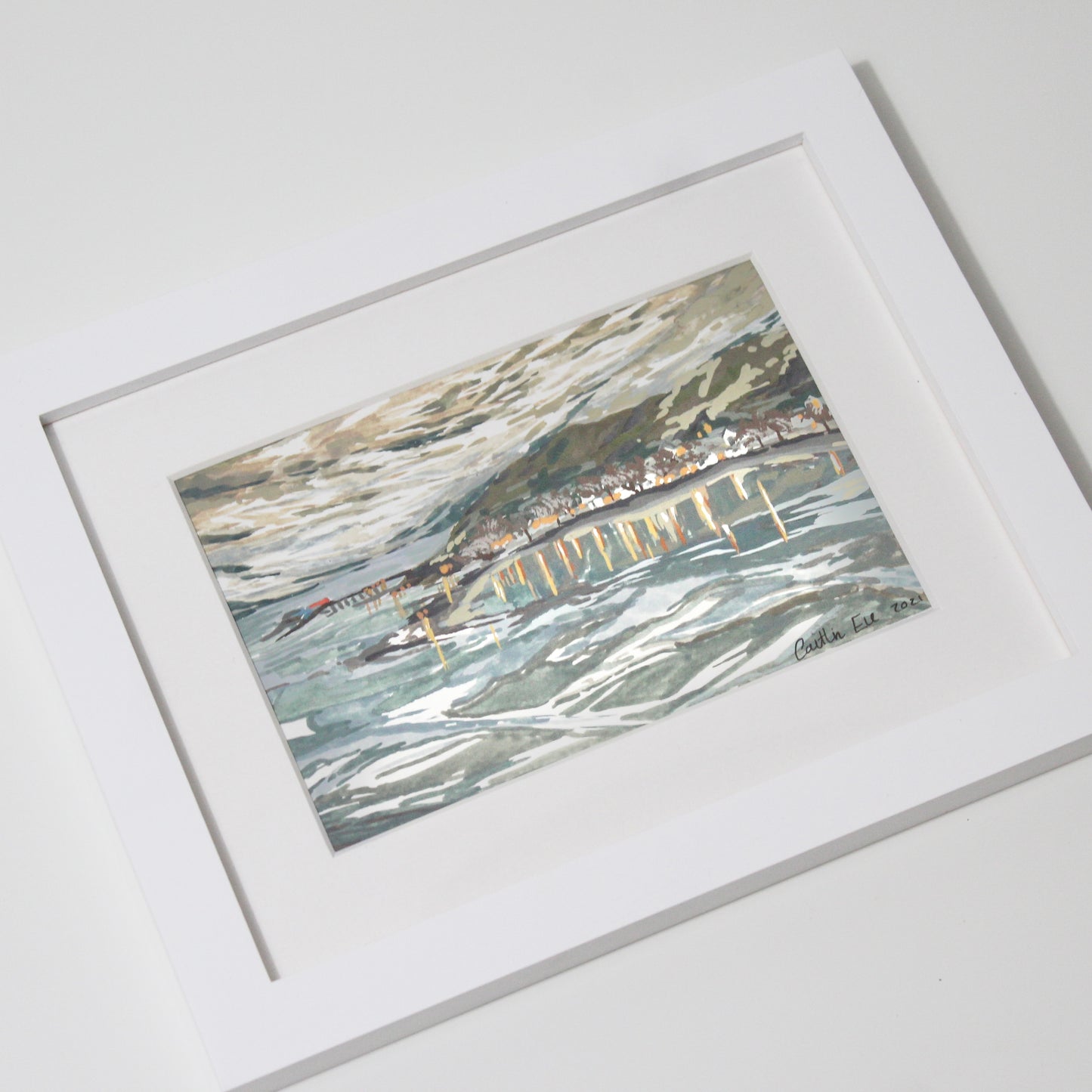 Mumbles at sunset framed original Swansea painting.