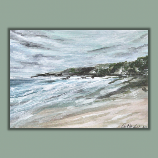 Caswell Bay, an original acrylic painting on canvas board.