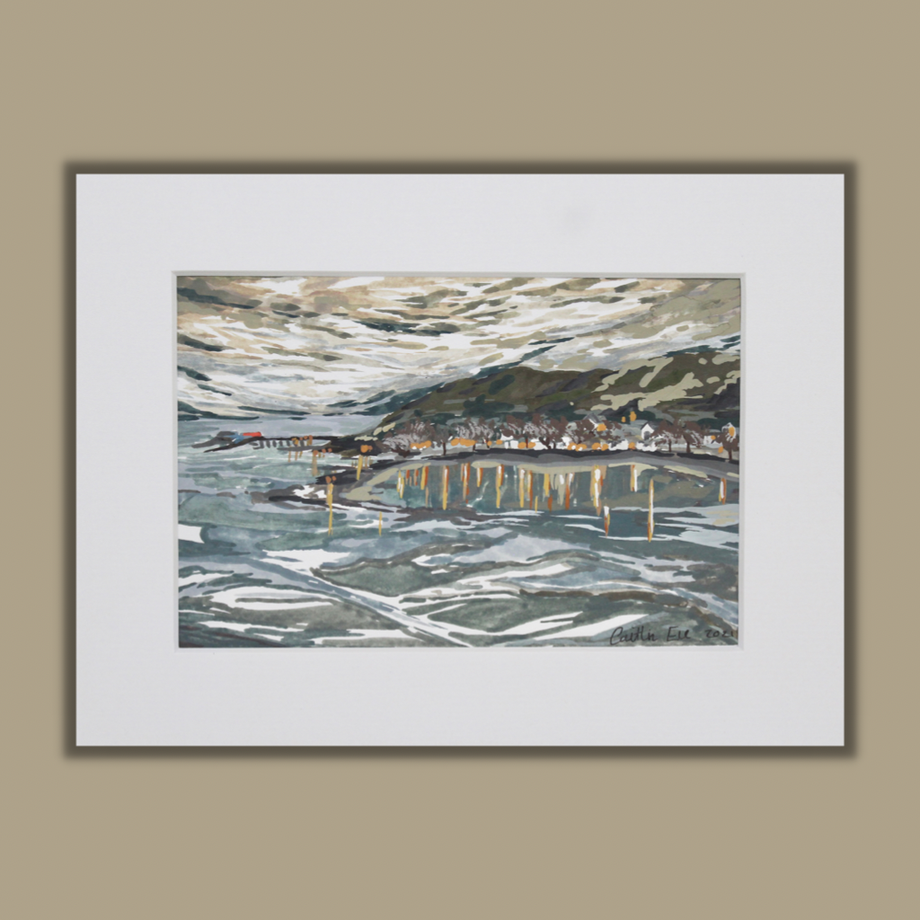 Mumbles at sunset framed original Swansea painting.