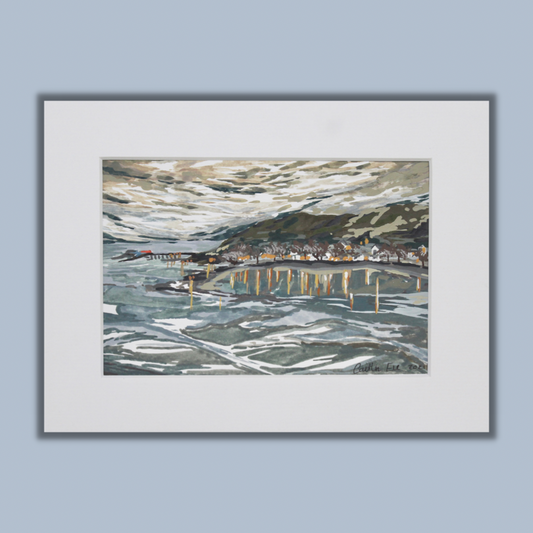 Mumbles at sunset framed original Swansea painting.