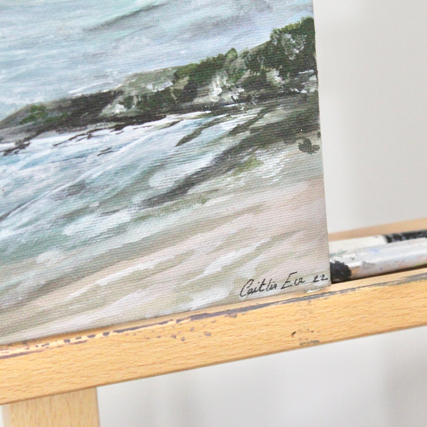 Caswell Bay, an original acrylic painting on canvas board.