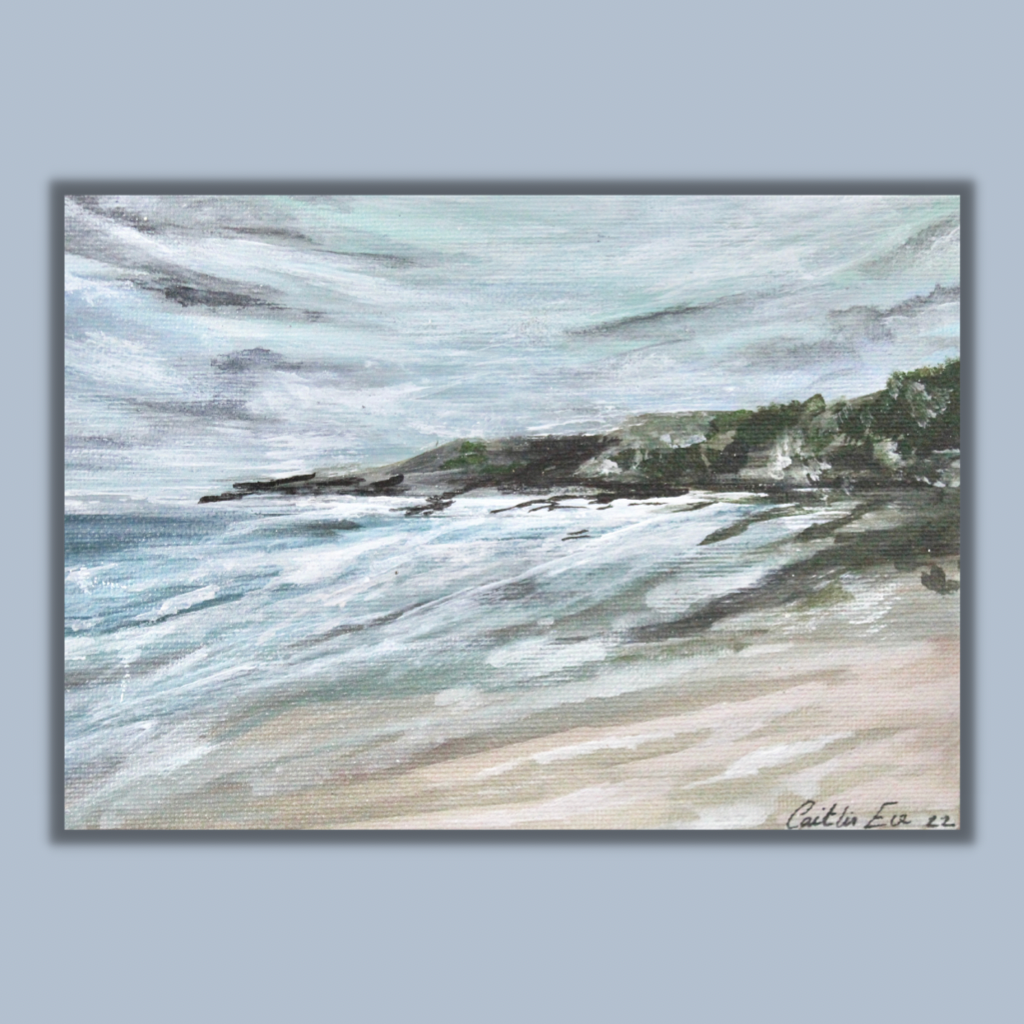 Caswell Bay, an original acrylic painting on canvas board.